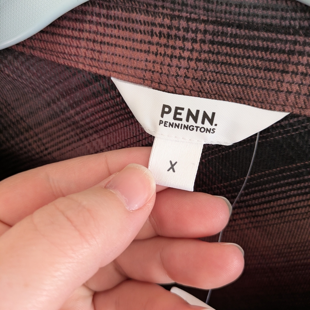 Penningtons Plaid Button-Up Shirt in Berry and Gray - Picture 4 of 9